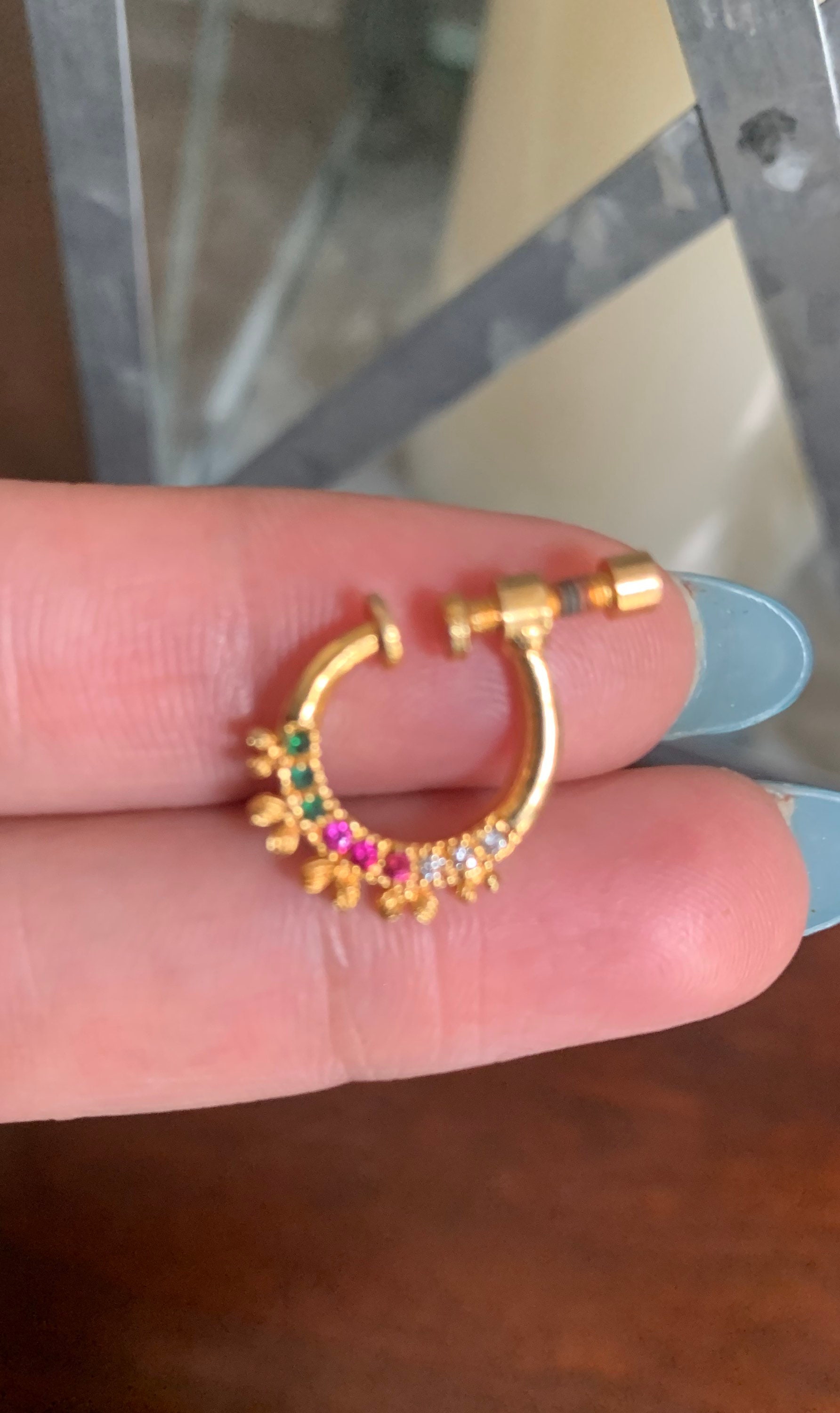 Gold Nose Ring/Nose Pins/Diamond Nose Pins/No Piercing/Press Etsy