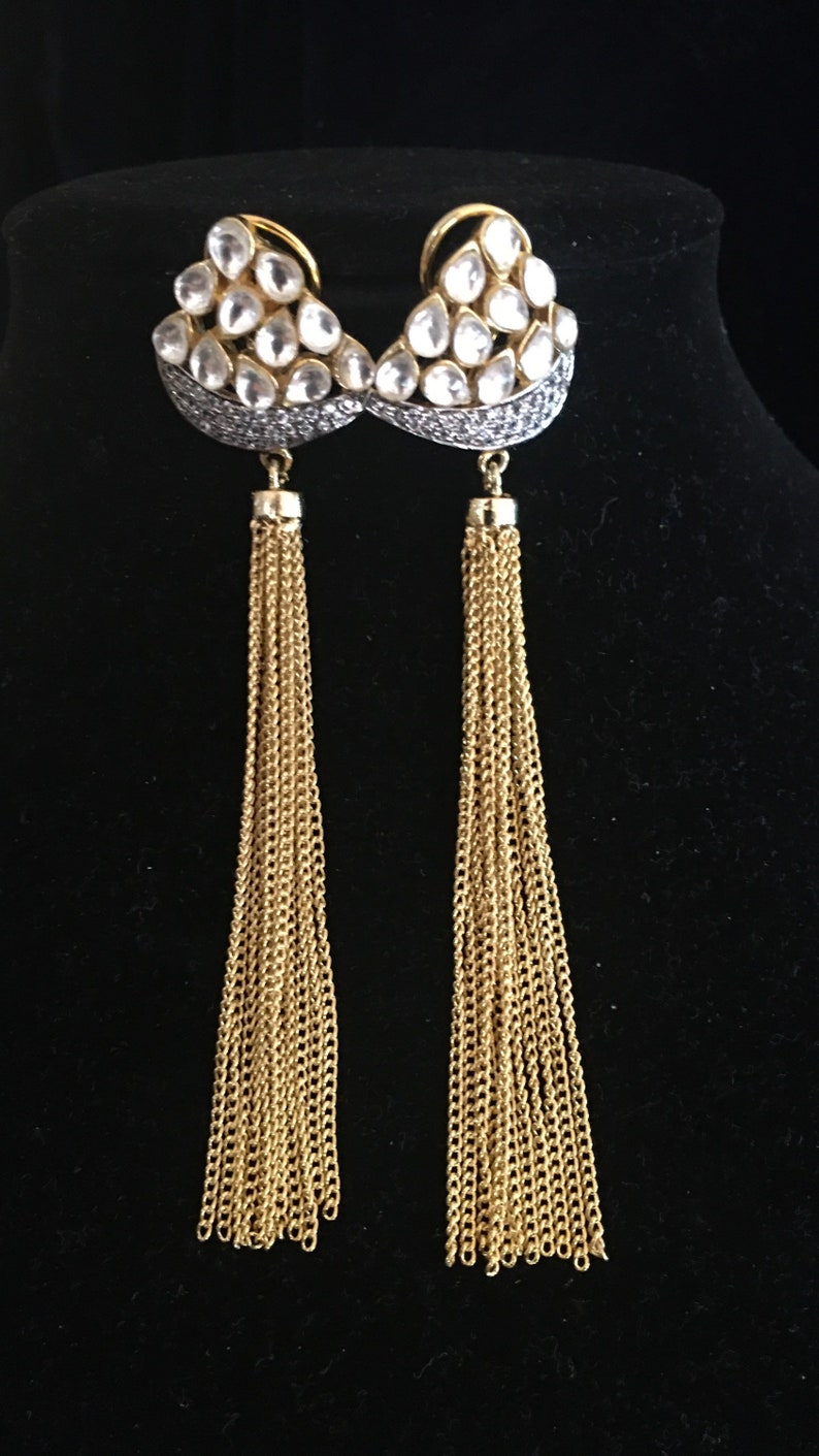 Kundan CZ EarringsCocktail EarringsStatement EarringsIndian JewelryCubic ZirconiaBollywood EarringsPakistani Earrings
