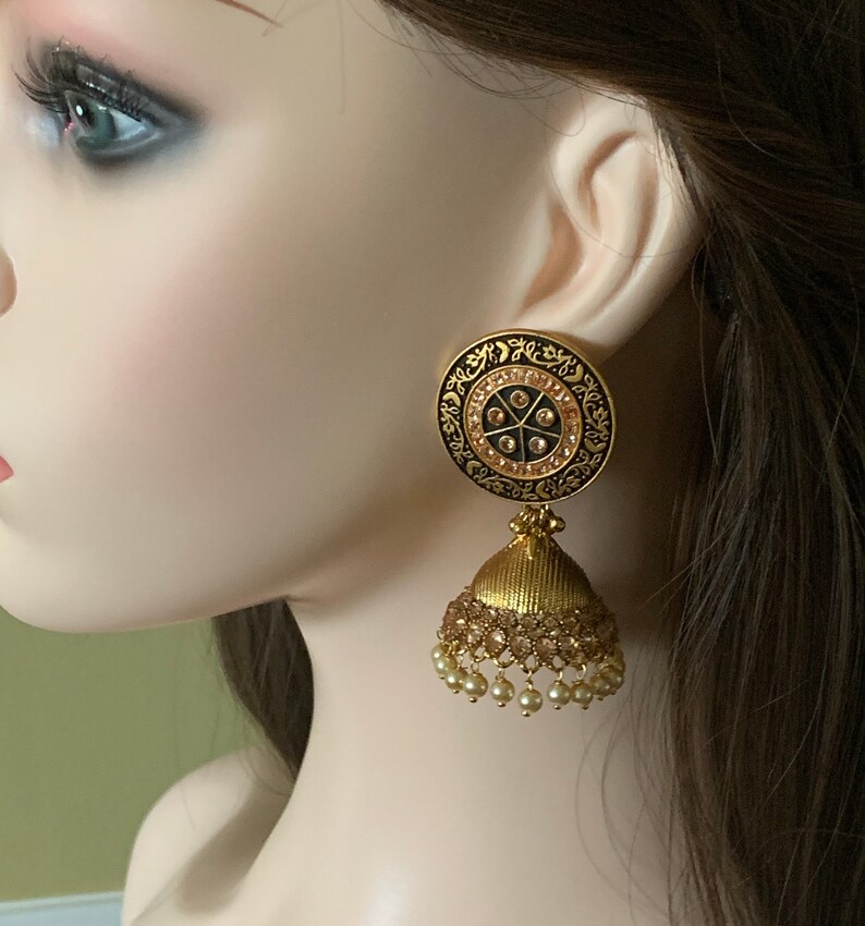 Black JhumkisMeenakari EarringsIndian JewelryGold JhumkisBig JhumkasIndian JewelryPakistani Jewelry