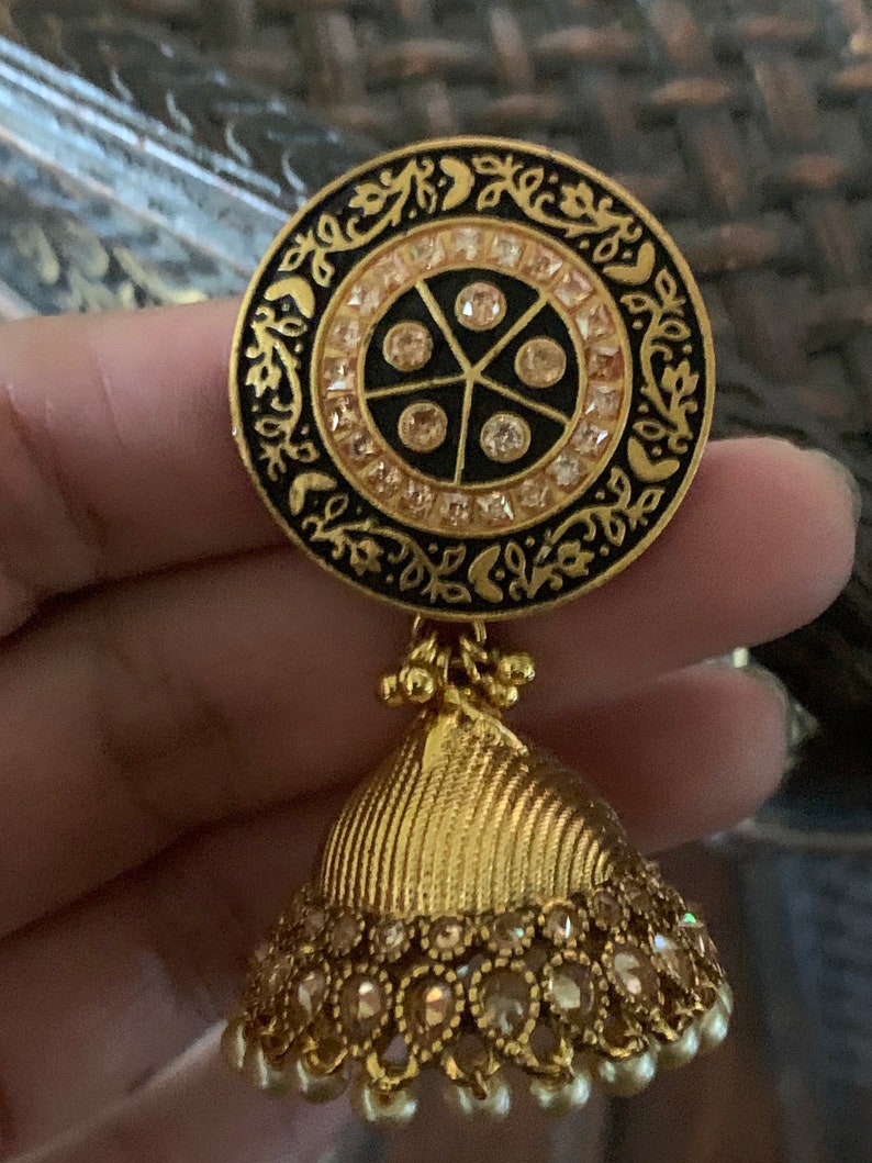 Black JhumkisMeenakari EarringsIndian JewelryGold JhumkisBig JhumkasIndian JewelryPakistani Jewelry