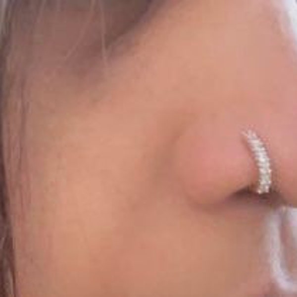 Diamond Nose Ring/Nose Hoop/Rosegold Nosepin/Nath/Indian Jewelry/Bridal/CZ Nose Pin/Clip on Nose ring/No piercing/Silver/Gold NoseRing