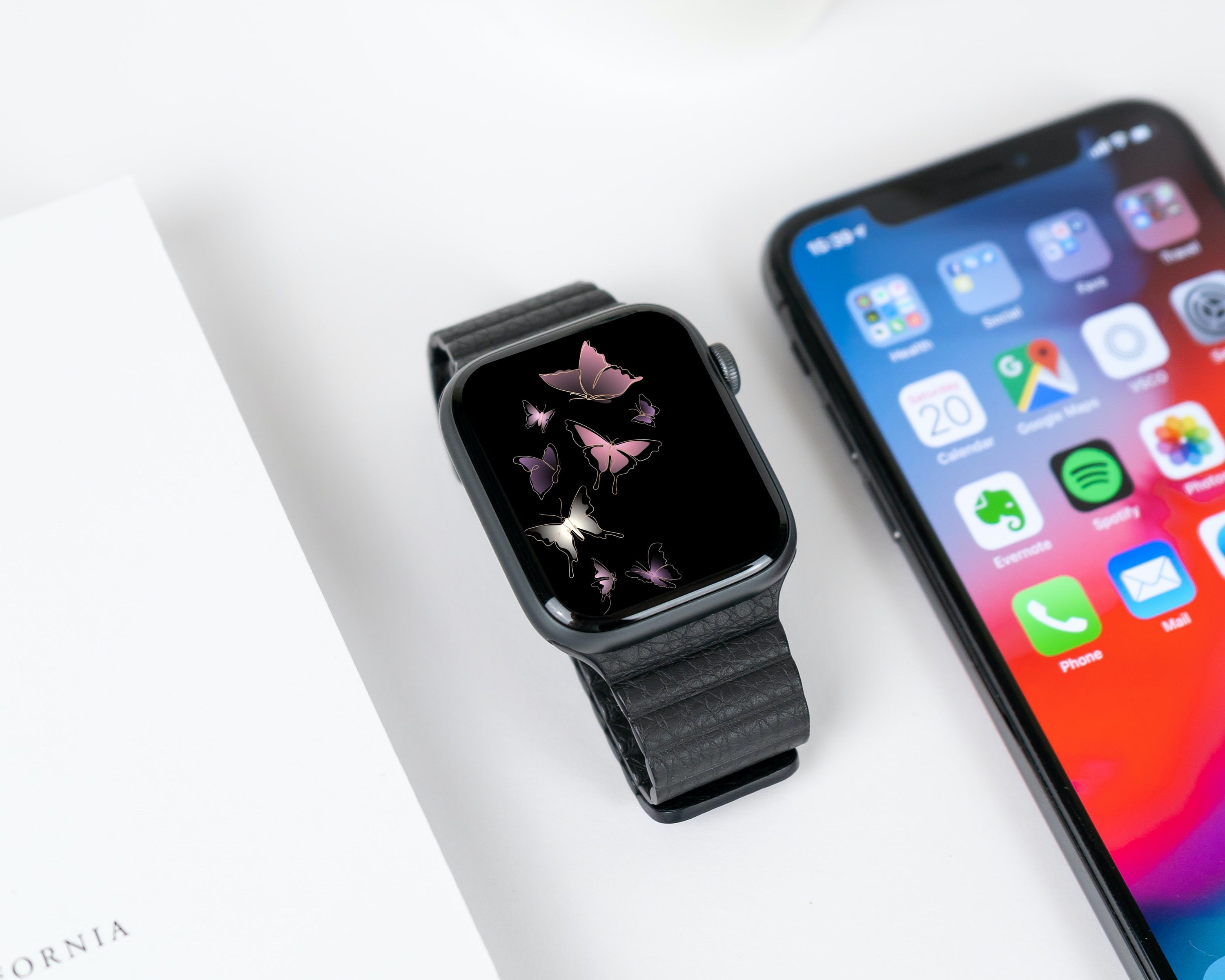 Butterfly Watch Face Wallpaper Custom Smartwatch Wallpaper Etsy