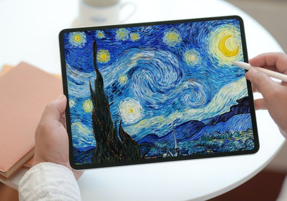 Van Gogh Starry Night Tablet Wallpaper Ipad Android Tablet Etsy