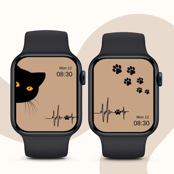 Cat Watch Face Wallpaper bundle for Apple watch, Galaxy watch, Fitbit, Pixel watch | Apple Watch Wallpaper | Smartwatch Background