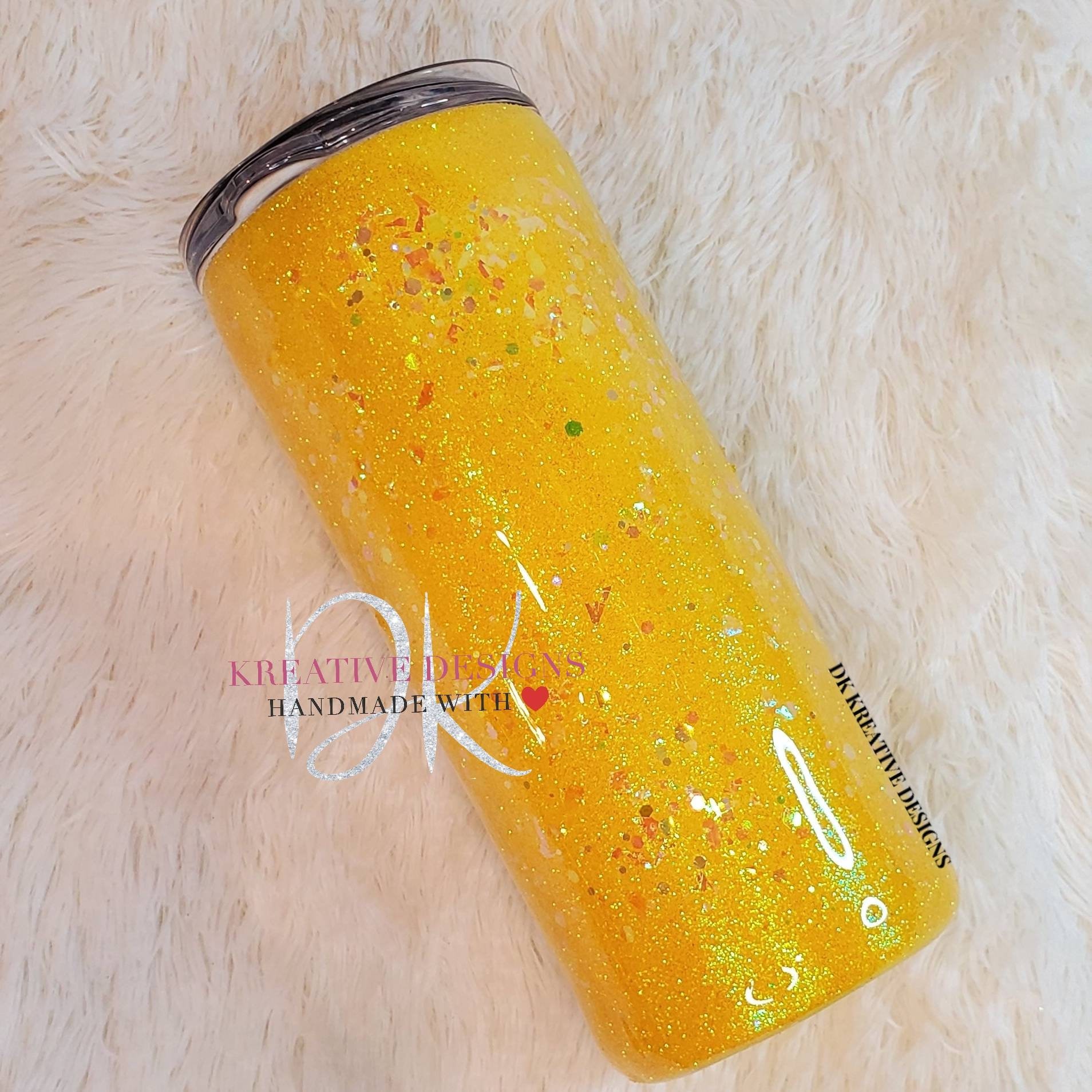 Yellow Glitter Tumbler Gold Glitter tumbler custom kid cup Etsy