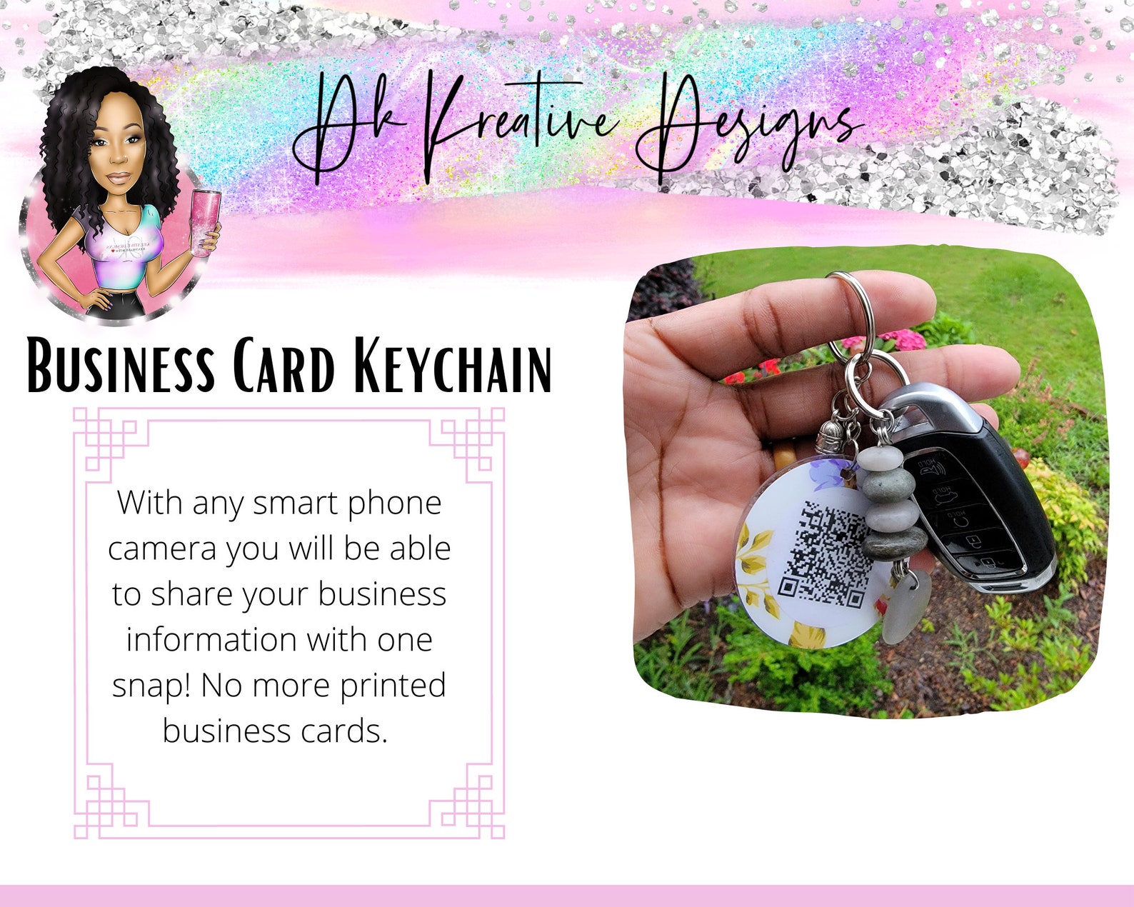 QR Code Keychain Business Cards Keychain Personalized Etsy