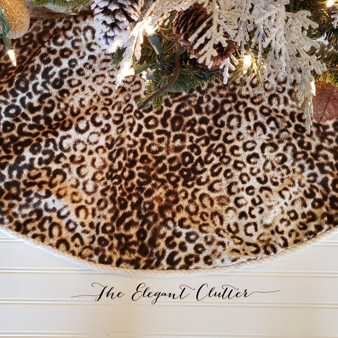 Leopard Print Chistmas Tree Skirt Medium 44 Christmas Etsy