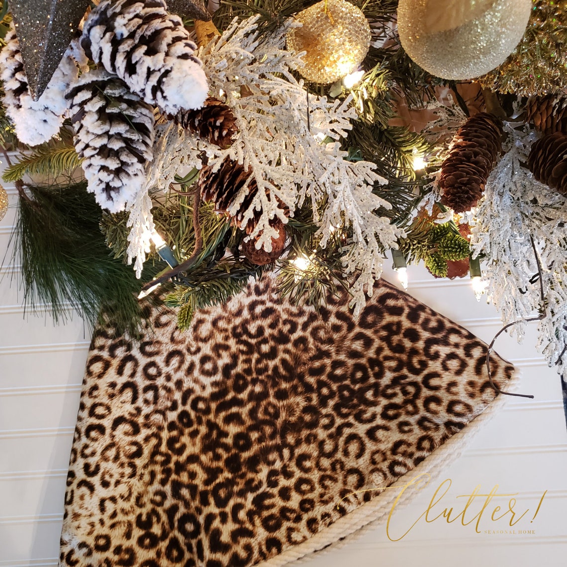 Leopard Print Chistmas Tree Skirt Medium 44 Christmas Etsy