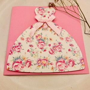 Handmade card featuring a floral dress