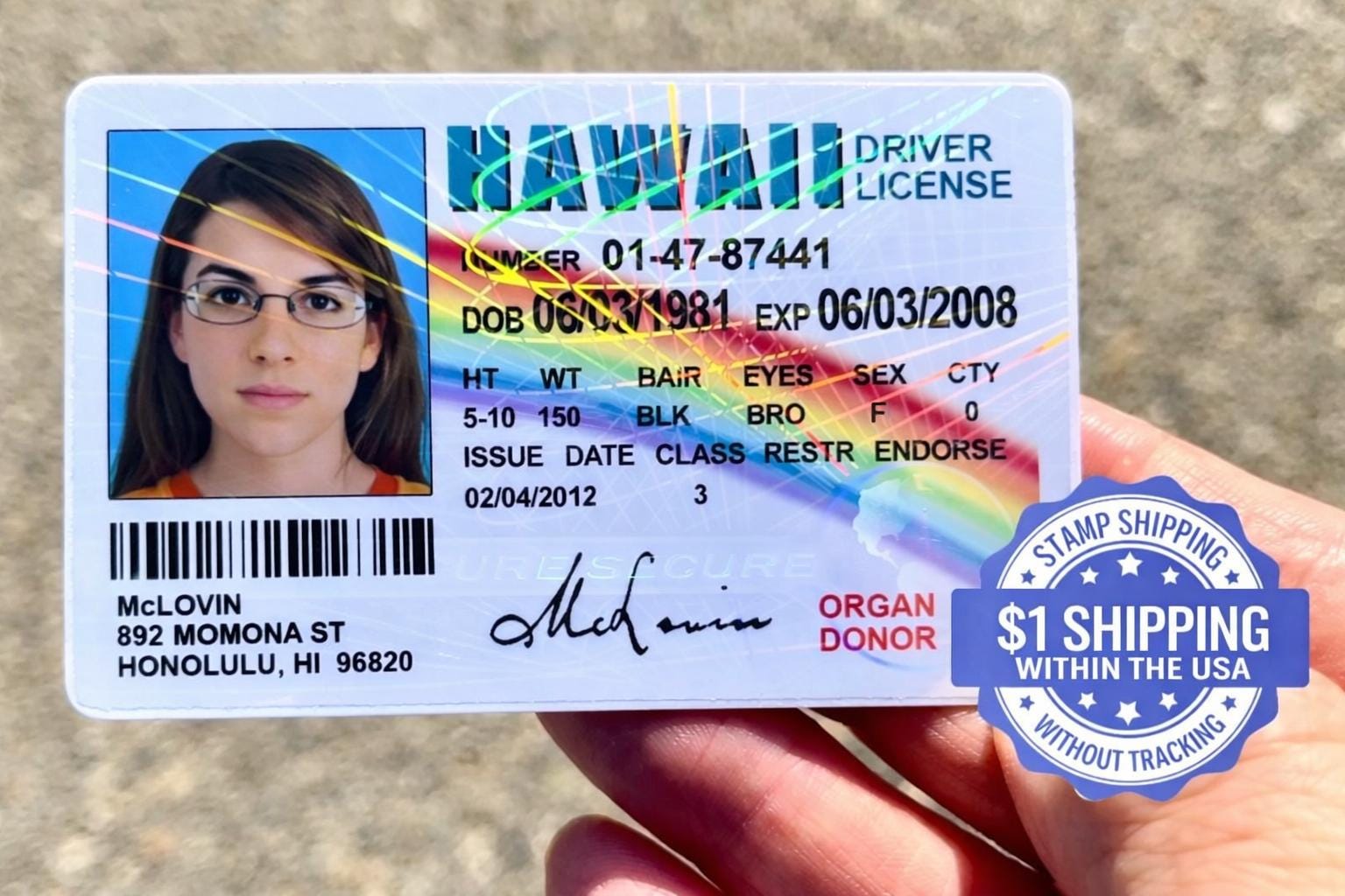 Buy Mclovin ID Card From Movie Superbad With Hologram Online in