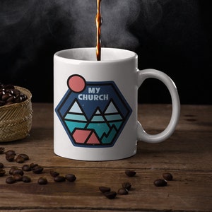 Meine Kirche Becher, Camping Becher für Sie, Camping Kaffeebecher, Geschenk für Naturliebhaber, Geschenk für Camper, Geschenk für Camping Liebhaber, Lagerleben