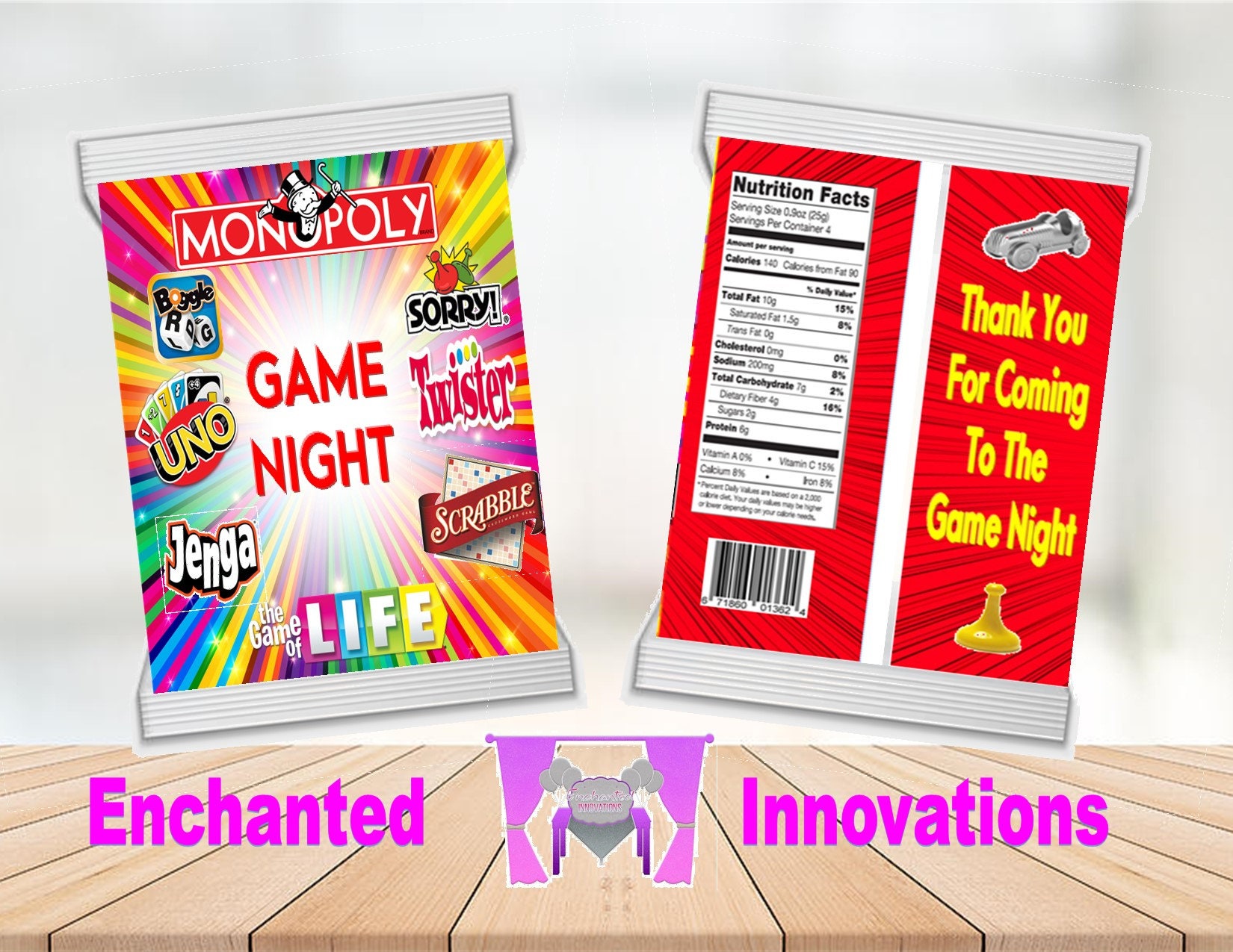 Game Night Chip Bag Etsy