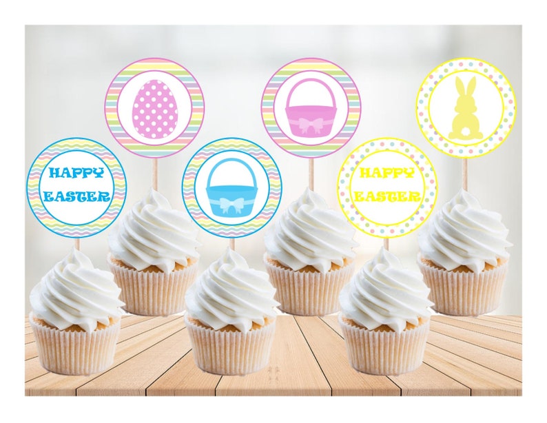 Easter Cupcake Toppers Printable Etsy