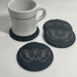 Death Head Moth Slate Coasters, set of 4