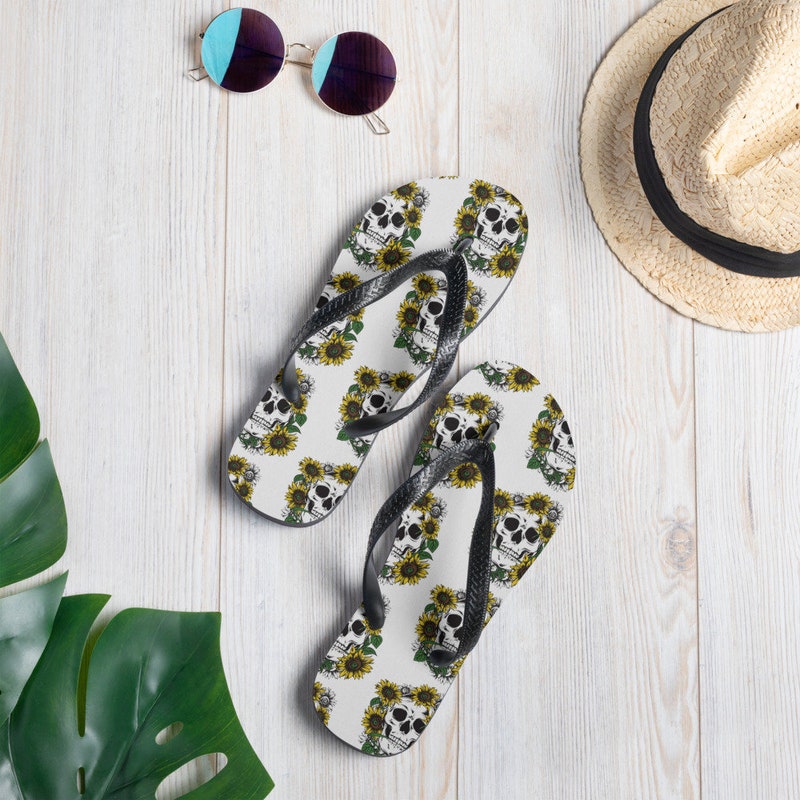 crystal skull flip flops