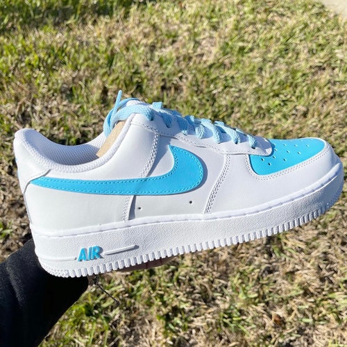 Light Blue Flame Air Force 1 Custom Handpainted Sneakers - Etsy