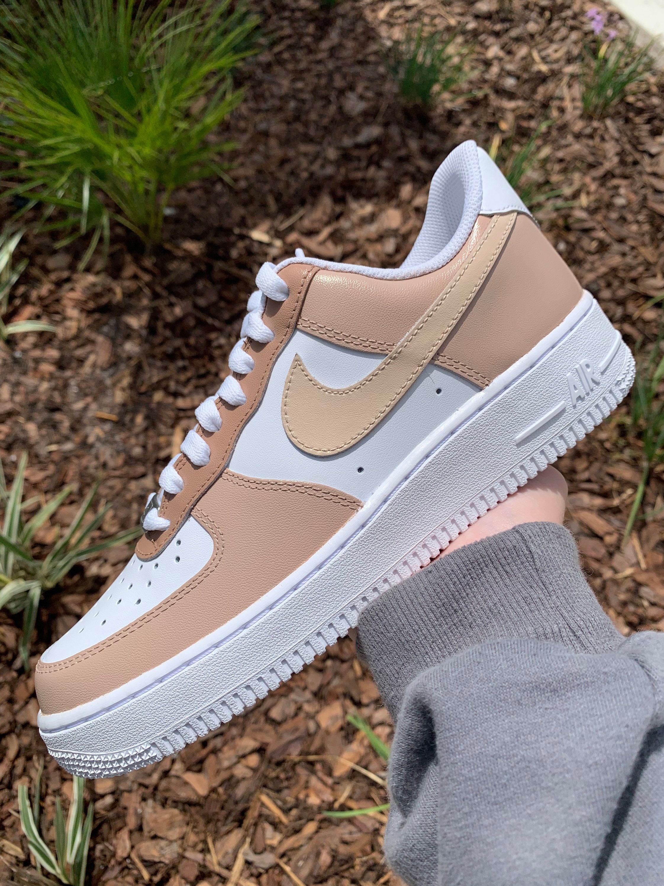 Tan Brown Women's Nike Air Force 1 Low Custom 