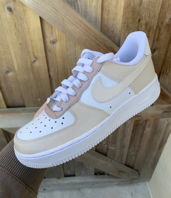 Light Blue to True Blue Ombre Swoosh Custom Air Force 1 - Hand