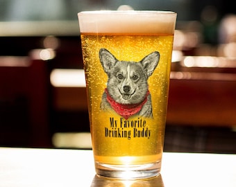 Fun Corgi Pint Glass, Personalized Corgi, Corgi Lover Gift, Corgi Mom Gift, Corgi Beer Glass, Corgi Mama, Dog Lover Gift, UV Printed Pint,