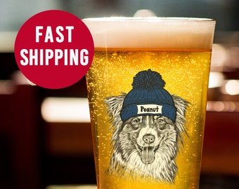 Custom Australian Shepherd Pint Glass, Aussie Lover Gift, Aussie Mom Gift, Aussie Gifts, Aussie Lover Mug, Aussie Dad Gift, Aussie Dog