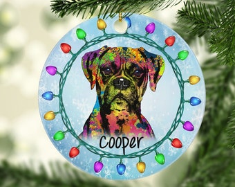 Fawn Boxer Dog Porcelain Hanging Ornament Pet Gift 'Santa. I Can Explain!' 