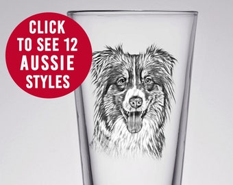 Custom Australian Shepherd Pint Glass, Aussie Lover Gift, Aussie Mom Gift, Aussie Gifts, Aussie Lover Mug, Aussie Dad Gift, Aussie Dog