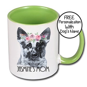 Custom German Shepherd mug, ceramic mug, German Shepherd mom, two toned mug, customize with your dog's name here, GSD lover gift, GSD mama