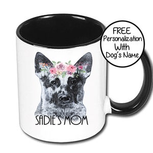 Custom German Shepherd mug, ceramic mug, German Shepherd mom, two toned mug, customize with your dog's name here, GSD lover gift, GSD mama