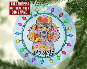 Personalized Poodle Ornament, Custom Poodle Christmas Ornament, Poodle Gift, Poodle Mom Gift, Poodle Art Ornament, Poodle Keepsake Ornament