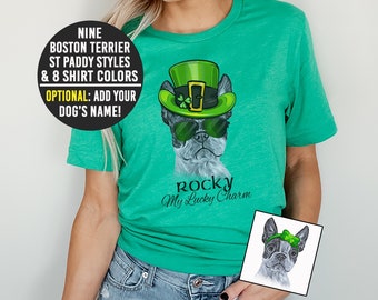 Boston Terrier Dog St Patricks Day Shirt, Boston Terrier Gift, Boston Terrier Mom, Boston Terrier Lover, Custom Boston Terrier, Boston Dad