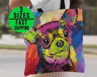 Chihuahua Canvas Tote Bag, Gift for Chihuahua Owners, All Over Print Tote Bag, Chihuahua Gifts, Chihuahua Lovers, Chihuahua Mom Dog Mom Gift