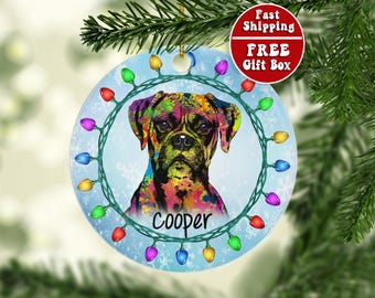 Personalized Boxer Ornament, Custom Boxer Christmas Ornament, Boxer Dog Gifts, Boxer Dog Mom, Boston Mom, Boxer Dog Memorial, Boxer Dog Xmas