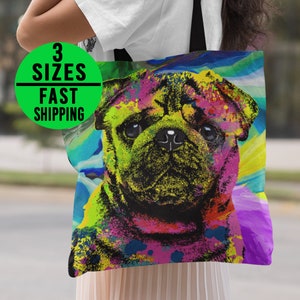 Pug lover, pug tote, gift for dog lover, all over print tote bag, pug gifts, dog mom, pug mom