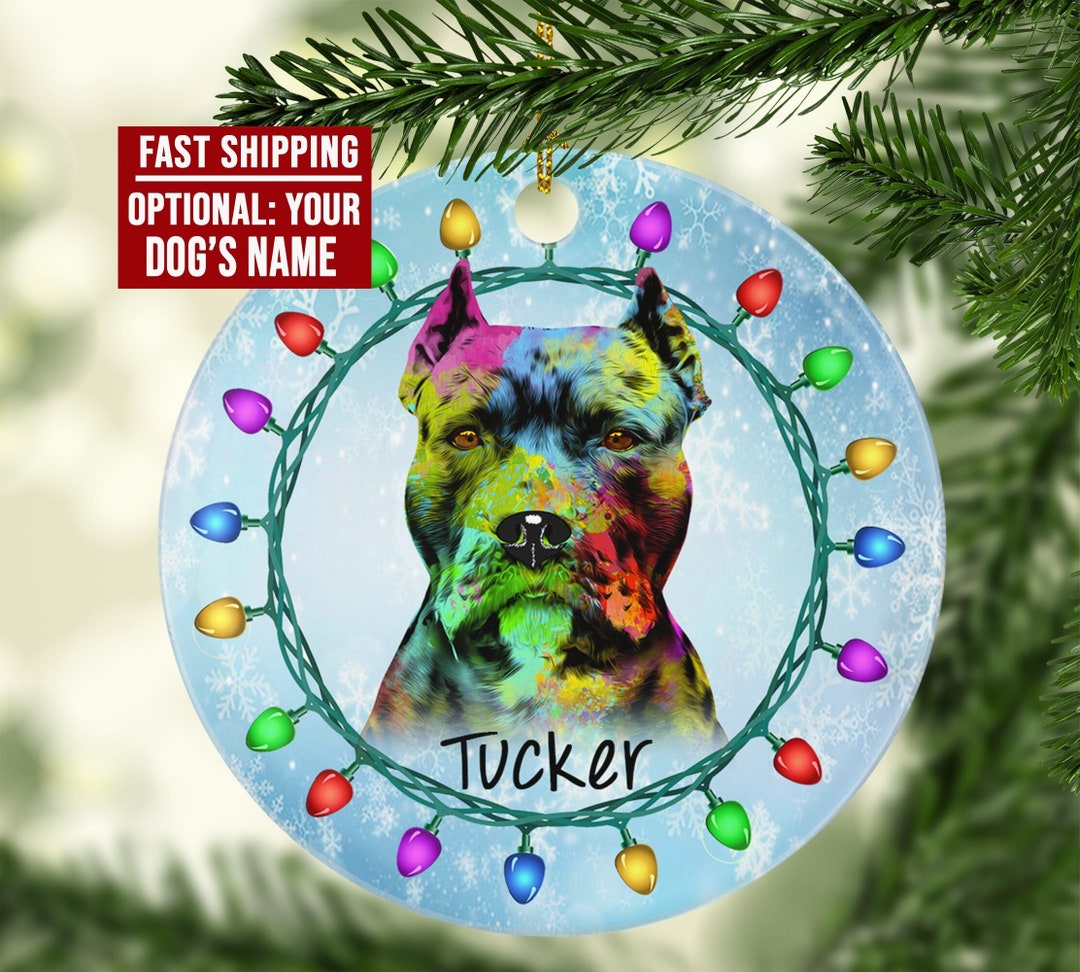 Personalized Pit Bull Christmas Ornament, Custom Pitbull Ornament, Pit