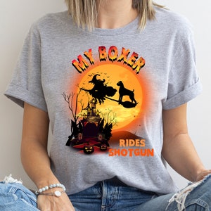 Funny Boxer Dog Halloween Shirt, Boxer Dog Mom Halloween Shirt, Boxer Dog Lover Gift, Boxer Dog Tee, Funny Boxer Mom Gift, Dog Mom Halloween Sport Grey