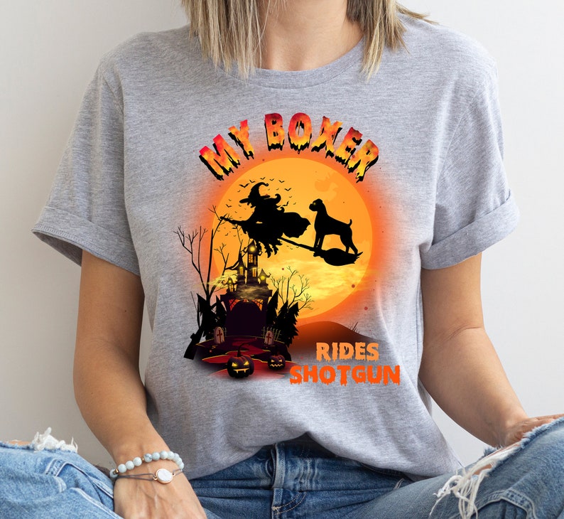 Funny Boxer Dog Halloween Shirt, Boxer Dog Mom Halloween Shirt, Boxer Dog Lover Gift, Boxer Dog Tee, Funny Boxer Mom Gift, Dog Mom Halloween Sport Grey