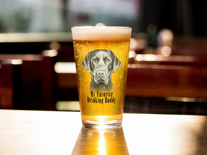 Fun Labrador Retriever Pint Glass, Labrador Lover Gift, Lab Mom Gift, Lab Beer Glass, Labrador Retriever Mom, Labrador Art, UV Printed Pint image 1