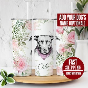Custom Pit Bull Tumbler, Pitbull Dog Tumbler, Floral Tumbler, Pit Bull Gifts, Pitbull Mom Tumbler, Pit Bull Mom Travel Mug, Pittie Mom Cup