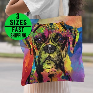 Boxer Canvas Tote Bag, Boxer Pop Art Dog, Boxer Gifts for Dog Owners, Boxer Tote, Boxer Dog Art, Pop Art Boxer, Boxer Mom, Boxer Dog Lover