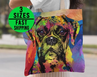 Boxer Canvas Tote Bag, Boxer Pop Art Dog, Boxer Gifts for Dog Owners, Boxer Tote, Boxer Dog Art, Pop Art Boxer, Boxer Mom, Boxer Dog Lover