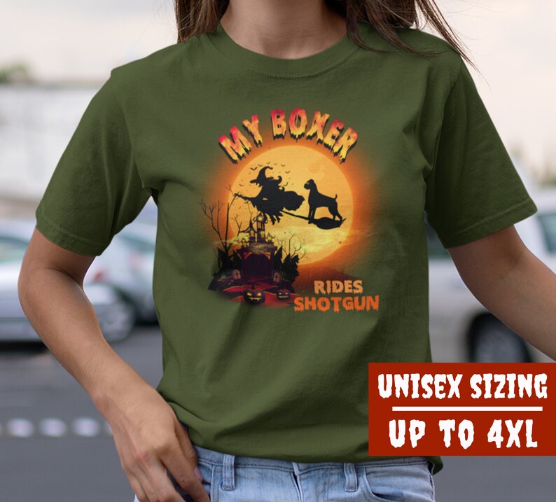 Funny Boxer Dog Halloween Shirt, Boxer Dog Mom Halloween Shirt, Boxer Dog Lover Gift, Boxer Dog Tee, Funny Boxer Mom Gift, Dog Mom Halloween Olive
