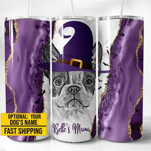 Personalized Boston Terrier Tumbler for Halloween, Custom Boston Terrier Dog Halloween Tumbler, Boston Terrier Mom, Boston Terrier Gifts