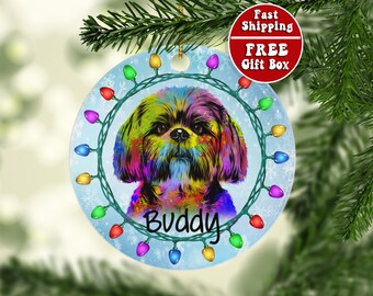Personalized Shih Tzu Ornament, Shih Tzu Gift, Custom Shih Tzu Christmas Ornament, Shih Tzu Mom, Shih Tzu Mom Ornament, Shih Tzu Lover Gift