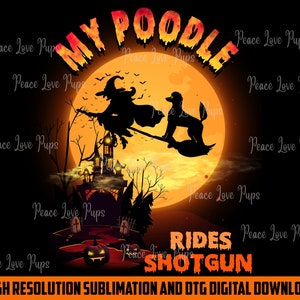 Halloween Poodle PNG for Sublimation Printing DTG Printing Instant Download, Standard Poodle PNG & Jpg Purebred Poodle Digital Print Clipart