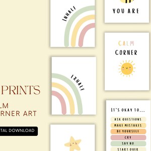 10 Calm Corner Posters Printable Counselor Office Art Printable Kids Classroom Wall Preschool Toddler Homeschool Set