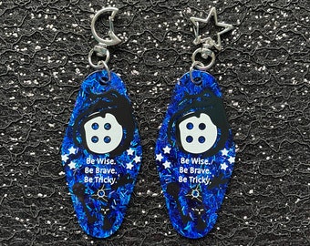 Coraline Inspired Chunky Blue Glitter Acrylic Keychain