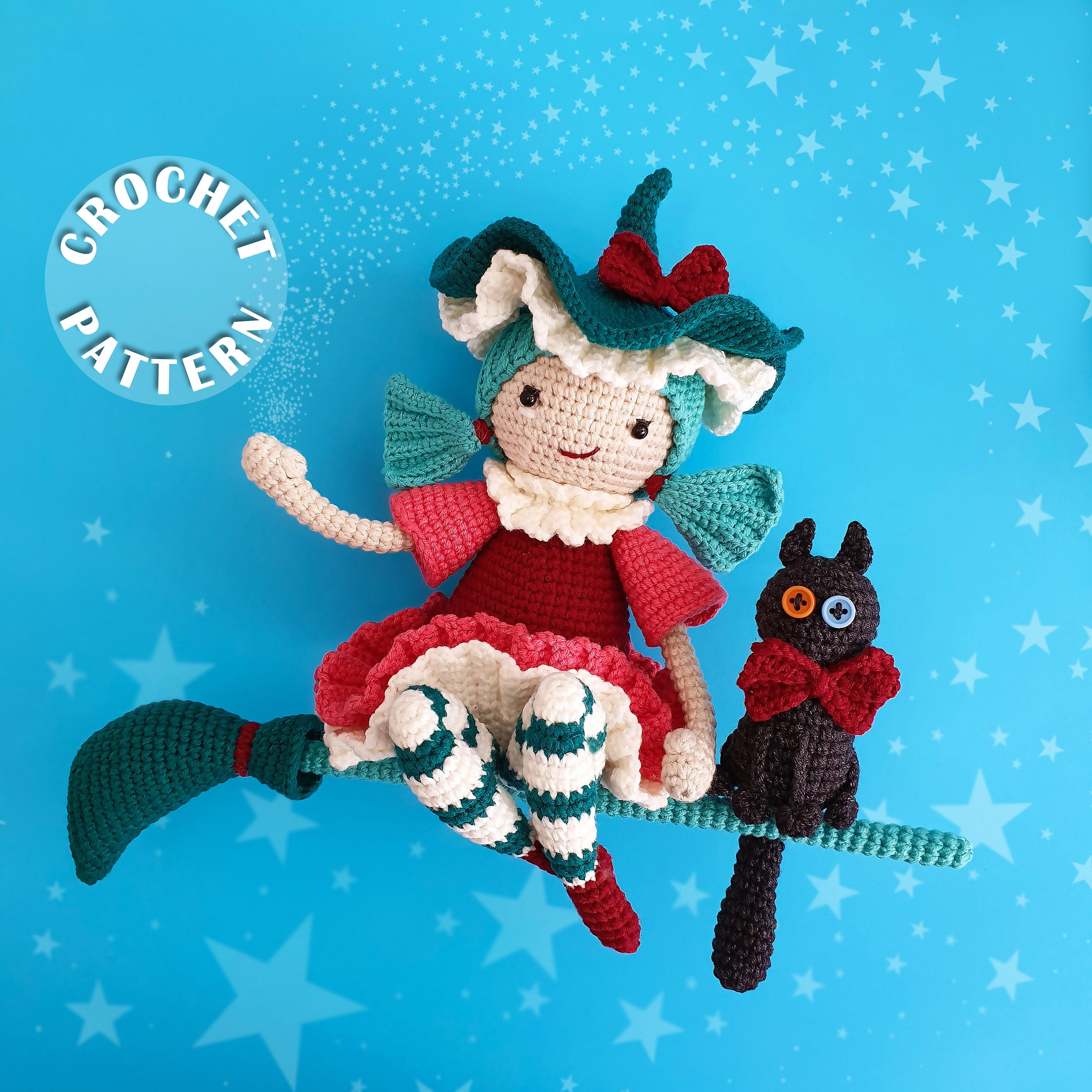 Alice the Witch | Amigurumi Crochet | PDF pattern | Crochet cat and b…