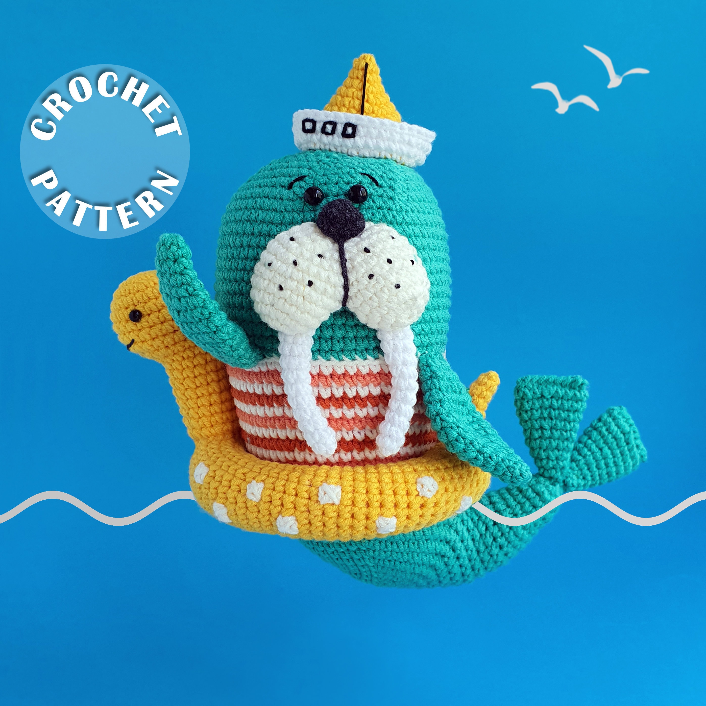 Triton the walrus| Amigurumi Crochet | PDF pattern| written and step …