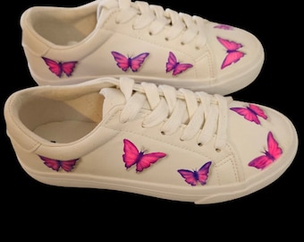 Airbrushed Shoes with Butterflies. Size 13 (Australian), US Size 1, Eu size 32