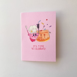 Kirby Feier Karte/ Kirby Karte/ Geburtstag/ Feier/ Kirby/ Glückwunsch/ Blanko Karte/ Kleine Karte/ Süß/ Kawaii/ Karte